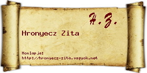Hronyecz Zita névjegykártya